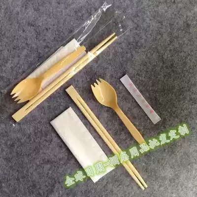 High-grade transparent plastic packaging disposable chopsticks tableware set to send fast food soup spoon toothpick paper three or four sets