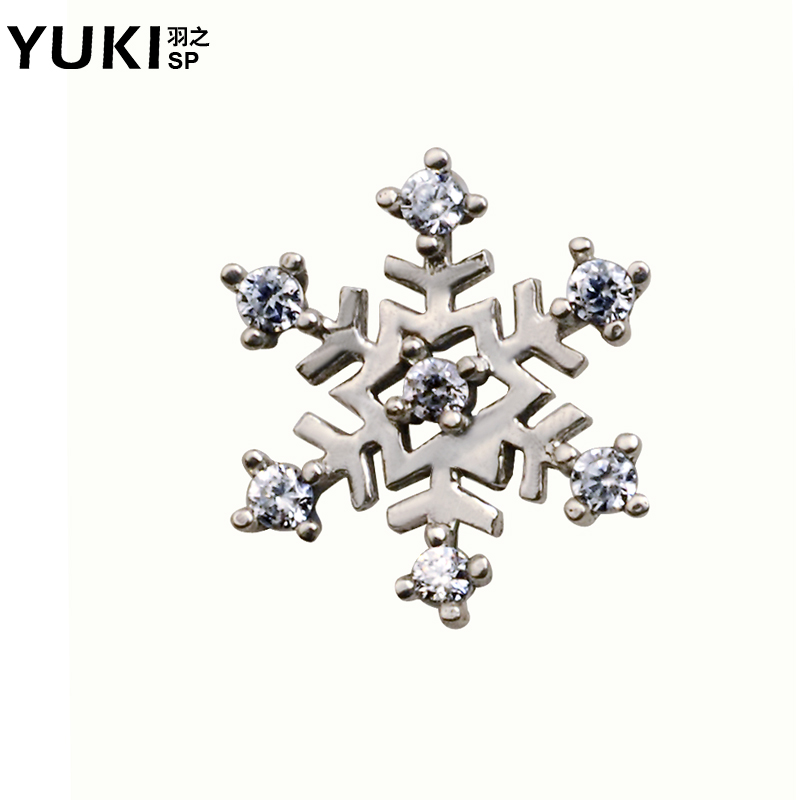 YUKI男士个性925银耳钉 水晶闪钻雪花耳饰品 韩版男生女生配饰品
