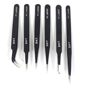Thicken plus hard stainless steel tweezers antistatic tweezers ultra-pointed round head elbow flat head electronic tweezers