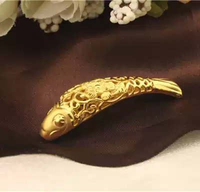 Everyone altar jewelry (2 25)3D hard gold vintage flower fish carved Meow fish gold hand gold 999