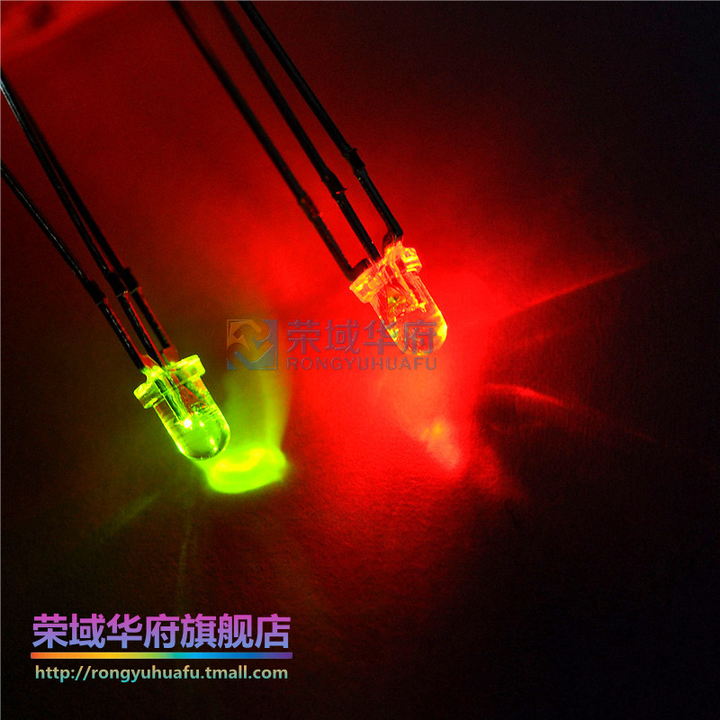 LEDLED light 3MM round head red green bicolor coyang transparent (20 only)