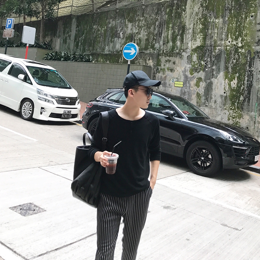 晨树 随意百搭气质款亨利领毛圈棉纯色长袖T恤 居家休闲都可以