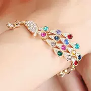 Sang trọng cao quý lãng mạn những người yêu thời trang rhinestone đầy màu sắc vòng tay con công vòng tay vòng chân trang sức Hàn Quốc E043 - Vòng chân