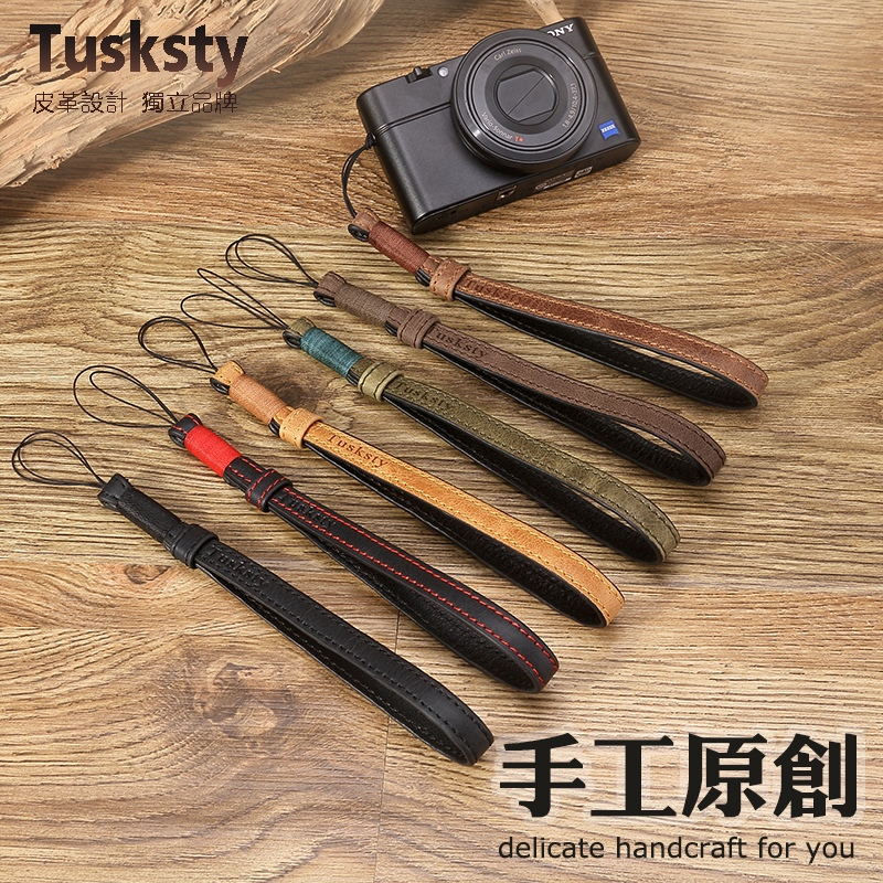 Suitable for Sony Black card M2M3M4M5M6 Ricoh GR2gr3 Panasonic LX10 Camera cowhide wrist strap retro hand strap