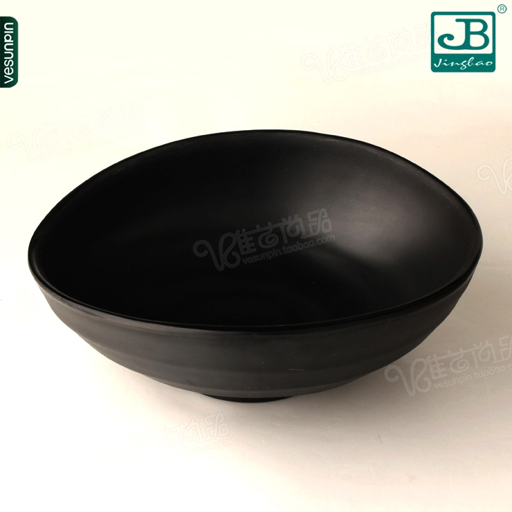 Taiwan A5 material melamine imitation porcelain bowl black bowl irregular face bowl 9 inch soup bowl plastic bowl frosted bowl C199