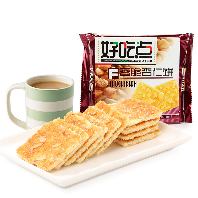 【天猫超市】好吃点 香脆杏仁饼干 108g/包 休闲食品 果味饼干