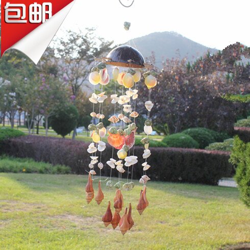 Natural Coconut Shell Sea Snail Shells Wind Bells Home Hanging Living-room Mediterranean Decoration Birthday Present