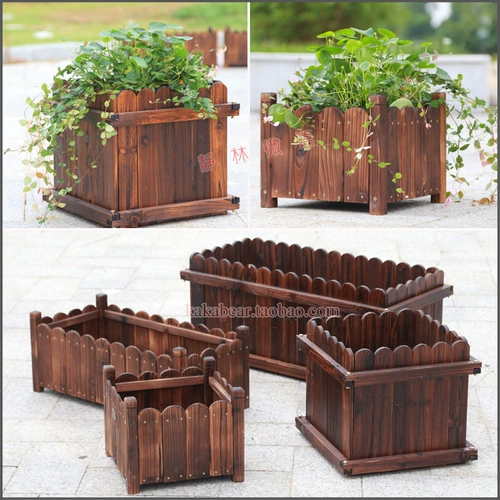 Цена зазора цена балкона прямоугольный цветочный впадина наружная садовая анти -коррозионная деревянная цветочная коробка карбонизированная деревянная цветочная плата