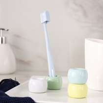 Creative Japan No Inprint Identical Ceramic Toothbrush Holder Cute Couple Toothbrush Base Holder Free of Perforated Teeth Holder