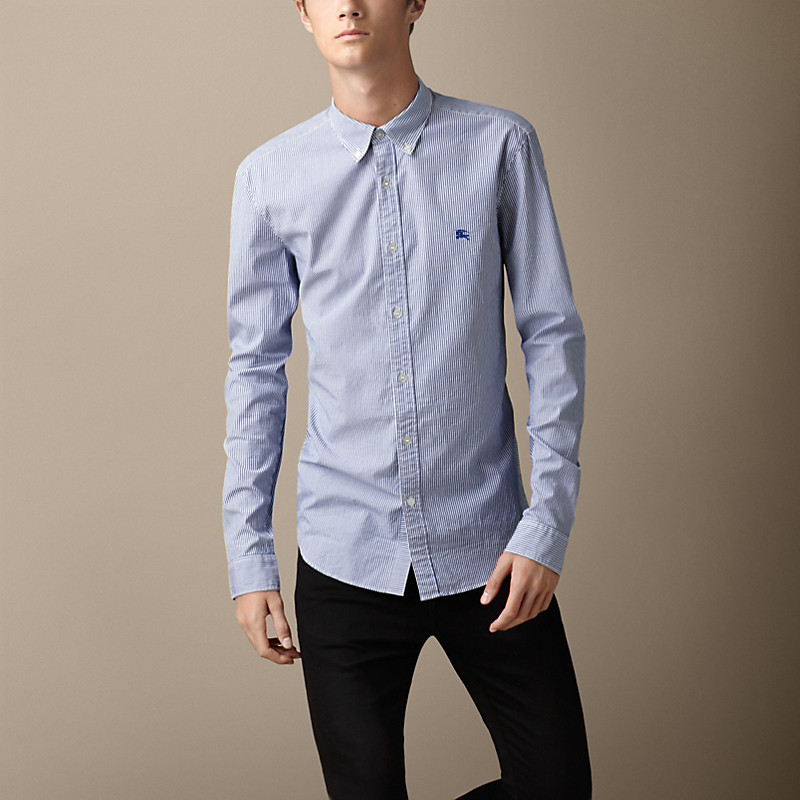 BURBERRY/博柏利修身剪裁条纹弹力棉质衬衫 39639581