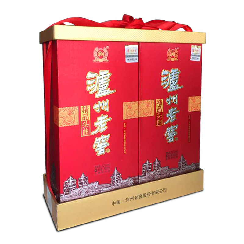 【苏宁易购】52度泸州老窖精品头曲礼盒装500ml*2浓香型高度白酒