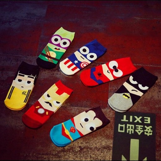 Couple Socks, Women's Socks, Men's Superhero Socks, Anime Cotton Boat Socks, Cartoon Boys' Superman Cute Short Socks