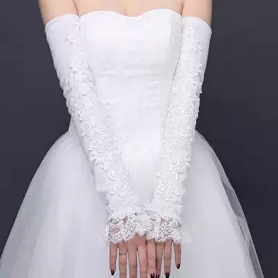 Wedding gloves Long version lace winter thin hand sleeve Bridal gloves Wedding accessories extended warm stretch Korean version