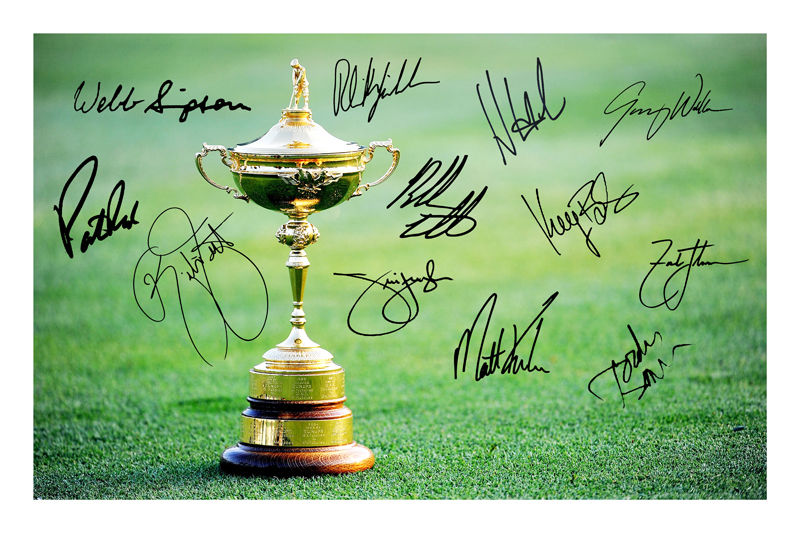 2014 United States Ryder Cup golf tournament Ryder Cup all stars signed photo with photo frame