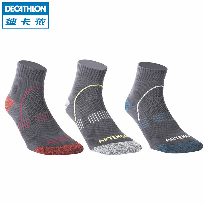 迪卡侬 专业运动袜 男女中帮耐磨训练羽毛球网球袜 3双装ARTENGO