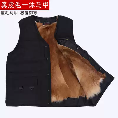 Winter middle-aged and elderly wool vest leather grass horse clip male sheepskin vest thickened warm cotton waistcoat shoulder