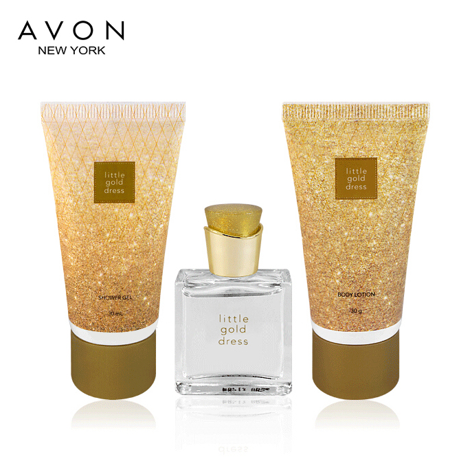 包邮 专柜正品 Avon/雅芳 小金裙香水迷你套装(香水+沐浴+香体)