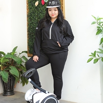 Enlarge Code Female dress Fat MM Sport suit Black Slim Fit Suit Leisure Two Sets Loose Running Suit