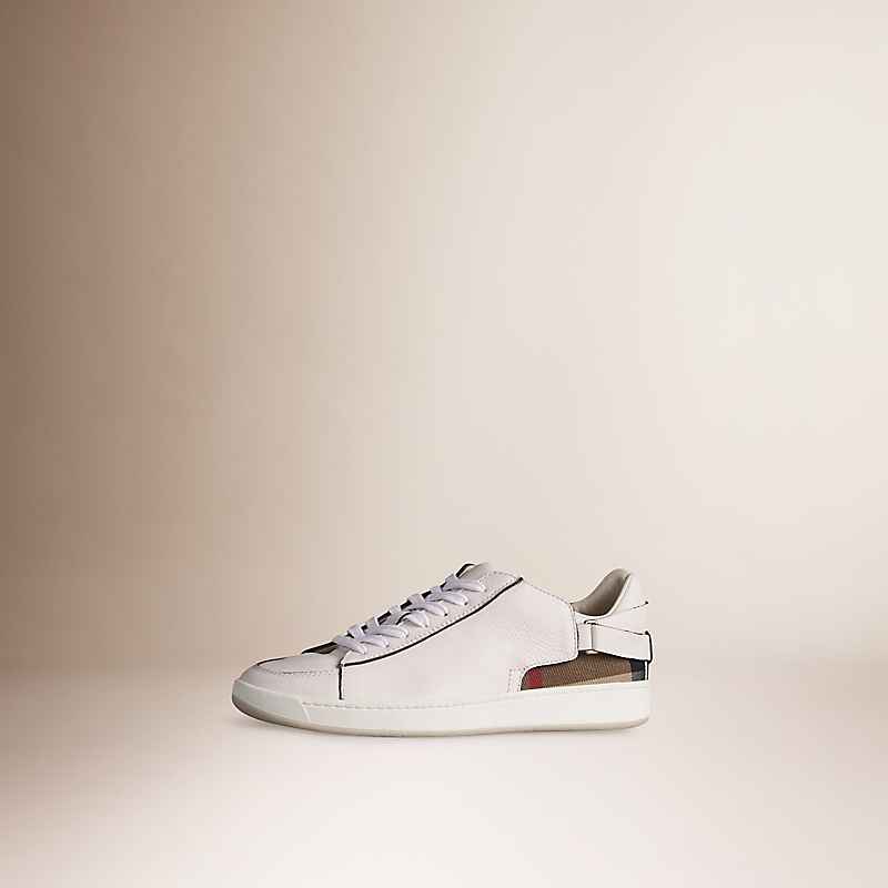 BURBERRY/博柏利House 格纹扣带皮革运动鞋 39815521