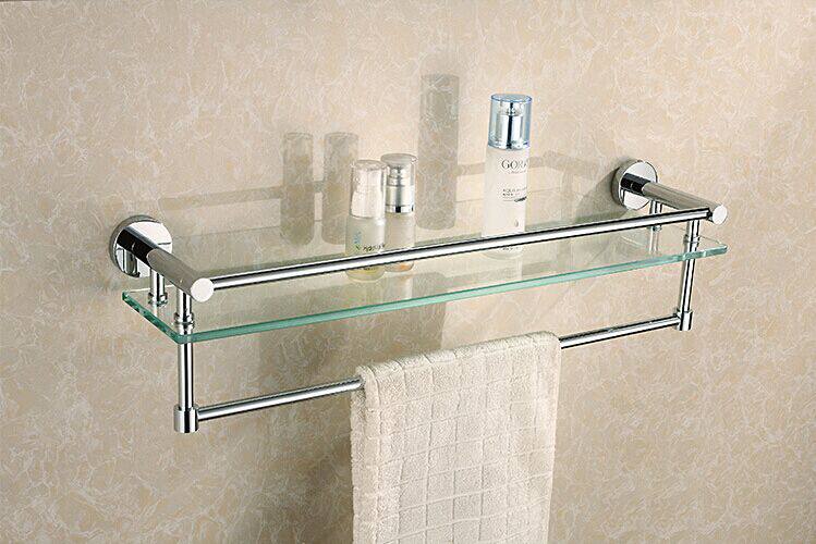 German towel hanger single - layer glass shelf with towel rod bathroom cosmetics