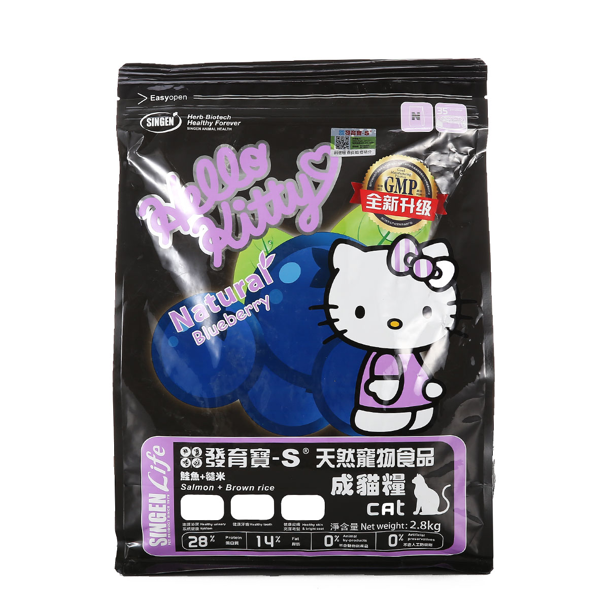 宠物猫粮 发育宝猫粮hello kitty天然成猫粮2.8kg鲑鱼成猫猫粮