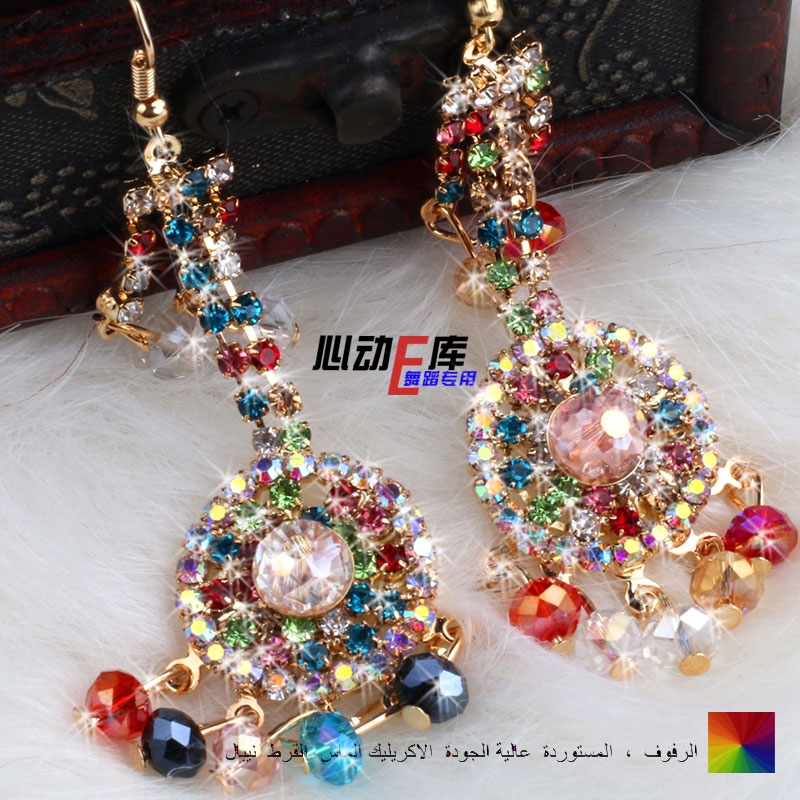 New Nepalese upscale performance accessories Delicate Sunflower String Beads Earrings Ear Clip Imported Acrylic Diamond Earrings