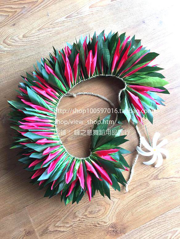 Hawaiian hula green leaf grass ring Tahitian hula dance skirt waist waist ring tahiti hipband