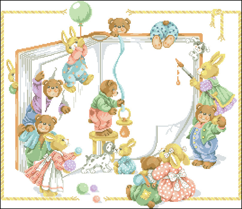 Cross embroidered electronic drawings 2412 baby birth certificate 58 children 267W* 231H32 color XSD source files