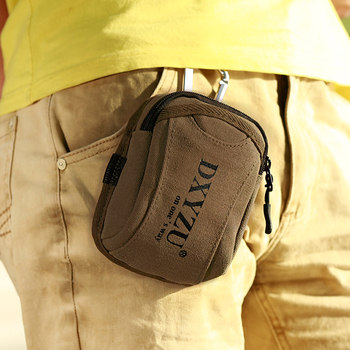 New canvas waist bag multi-functional men's mobile phone key small hanging bag korean version mini belt sports and leisure