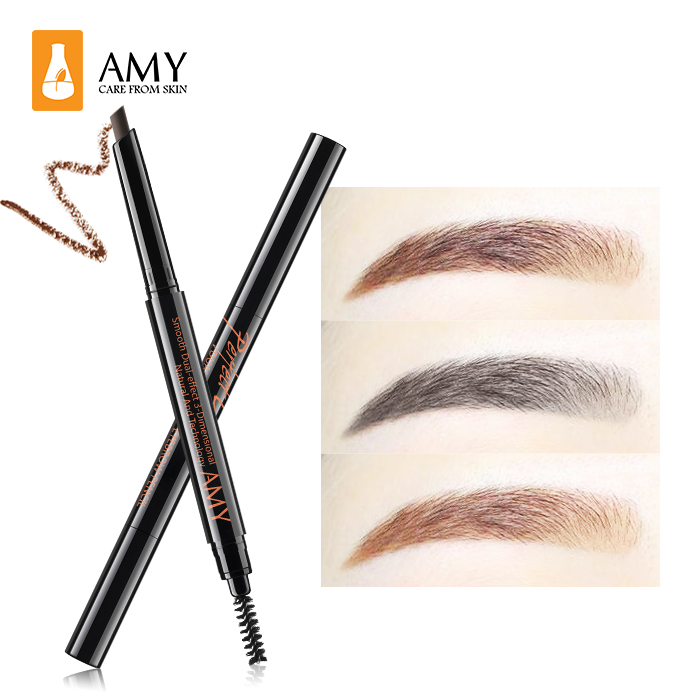 Amy/安美双头自动眉笔防水防汗 持久不晕染画眉眉粉一字眉带眉刷