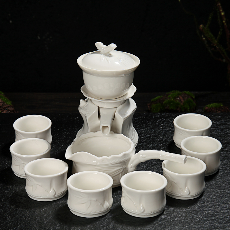 Xin arts margin lazy people make tea tureen household dehua white porcelain tea device of a complete set of automatic kung fu tea set