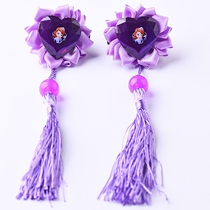 Purple Sophia tassels clip fabric silk flower hairpin girl baby cute floral headdress clip head jewelry