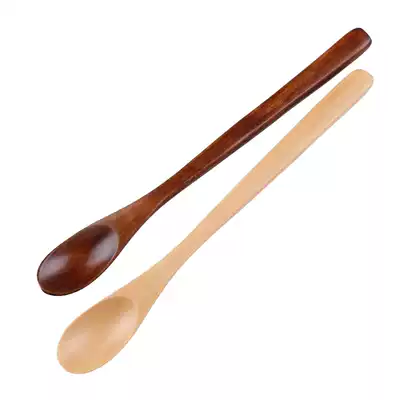 Long wood spoon solid wood long handle spoon Japanese Korean coffee spoon zakka simple small spoon mixing spoon