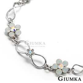 台湾官网直邮进口【GIUMKA】白K饰－幸福花语蛋白石手炼 银色白锆