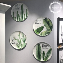 Nordic ins Dining room living room entrance small fresh green plant hanging plate wall creative decoration plate shop wall hanging wall decoration