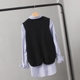 Cộng thêm phân bón XL cho nữ béo mm200 kg mùa thu là áo sơ mi nữ dài tay dệt kim vest vest hai mảnh áo sơ mi nữ Áo sơ mi