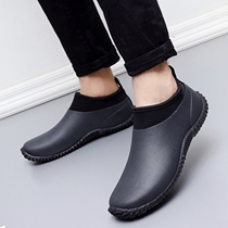 Spring and summer rain shoes mens low-top water shoes low tube rubber shoes overshoes large size Korean fashion short tube waterproof shoes rain boots tide