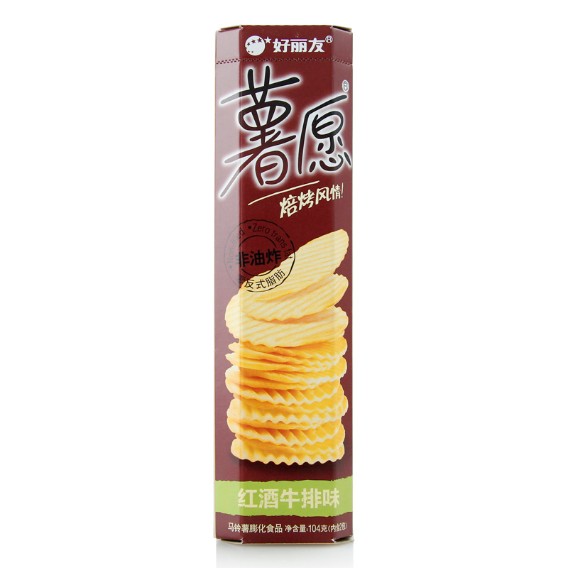 【天猫超市】好丽友薯愿焙烤型薯片红酒牛排味104g新旧包装更换