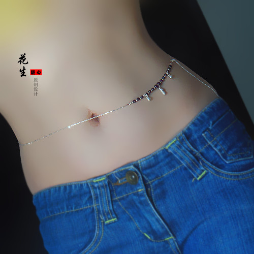 This Life Year Red Rope Waist Rope Pure Silver Bell Pan Peanut Pomegranate Stone Waist Chain Lady handmade to make a foot silver gift