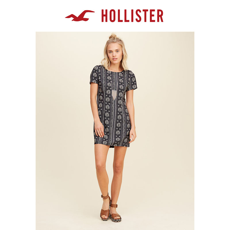 Hollister 2016春装新款图案背后交叉连衣裙 女 110363