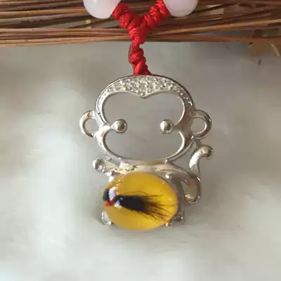 Fetal hair pendant Sterling silver lucky monkey New baby baby fetal hair souvenir Fetal hair pendant Fetal hair pen custom-made
