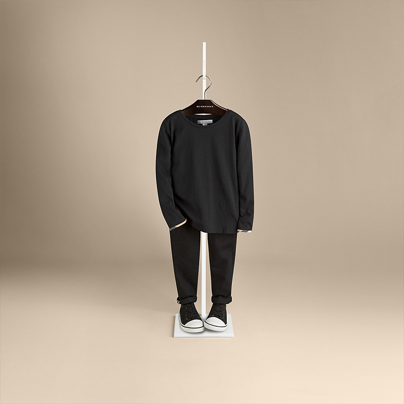 Burberry博柏利  长袖格纹袖口 T 恤衫 39636651
