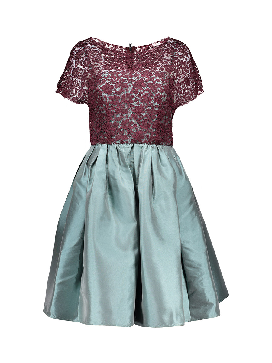 Dolce&Gabbana 拼色镂空蕾丝饰短袖连衣裙