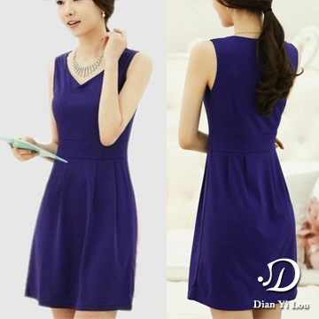 台湾官网直邮进口点衣楼 Dian Yi Lou 舒适凉感无袖素色连身裙