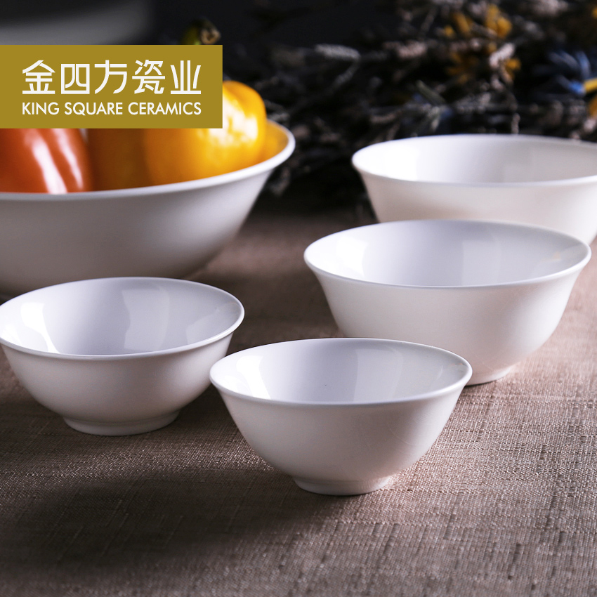 Gold square pure white ipads porcelain bowl with rainbow such use small bowl of soup bowl practical excessive penetration bowl of Chinese big bowls of salad bowl
