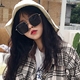 Kính râm đỏ vuông vuông nữ mặt tròn retro 2018 phiên bản Hàn Quốc Zhou Yang Qing kính râm hộp lớn kính râm kính nam khung kính gucci Kính râm