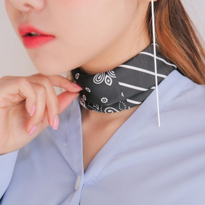 韩国stylenanda官方正品 佩兹利纹样and条纹元素围巾