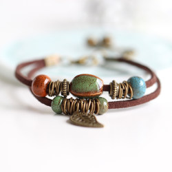 Colorful Summer Handwoven Fashionable Bohemian Style Ceramic Girlfriend Bracelet Ornaments 65