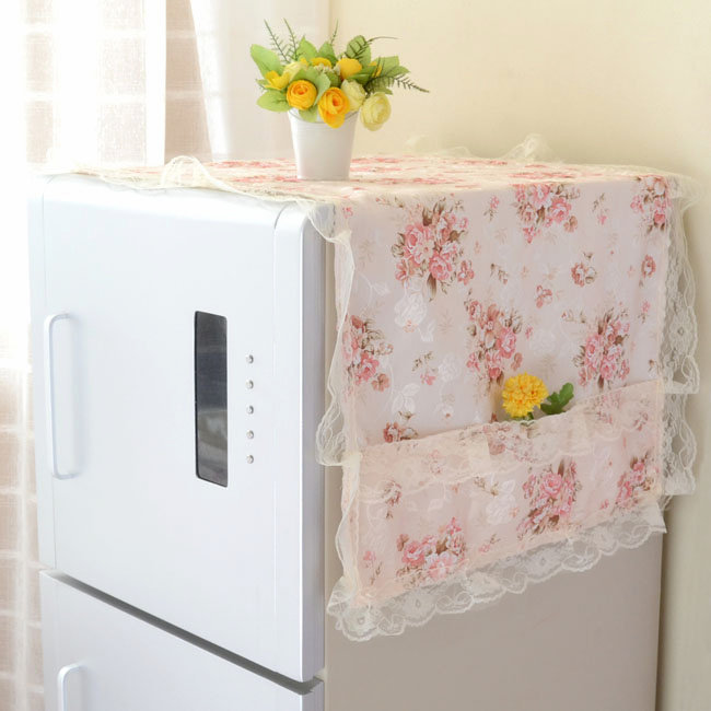 Refrigerator cover Refrigerator cover towel Refrigerator dust cover Pastoral cloth cover towel Single refrigerator towel Refrigerator cover
