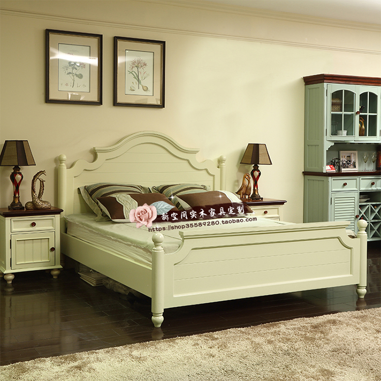 Beijing factory direct selling Mediterranean American country solid wood bed storage high box bed 1 5m1 8m pastoral wind bed custom